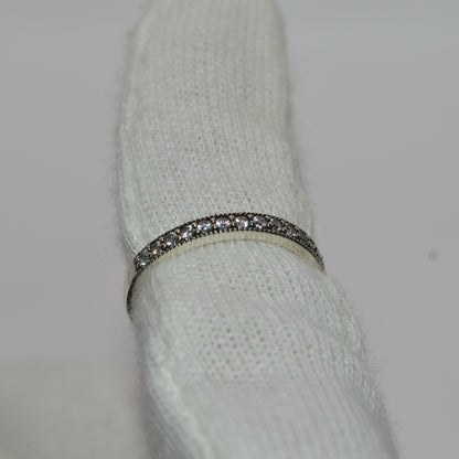 Sterling Silver - Cz Half Eternity Ring right tilt finger