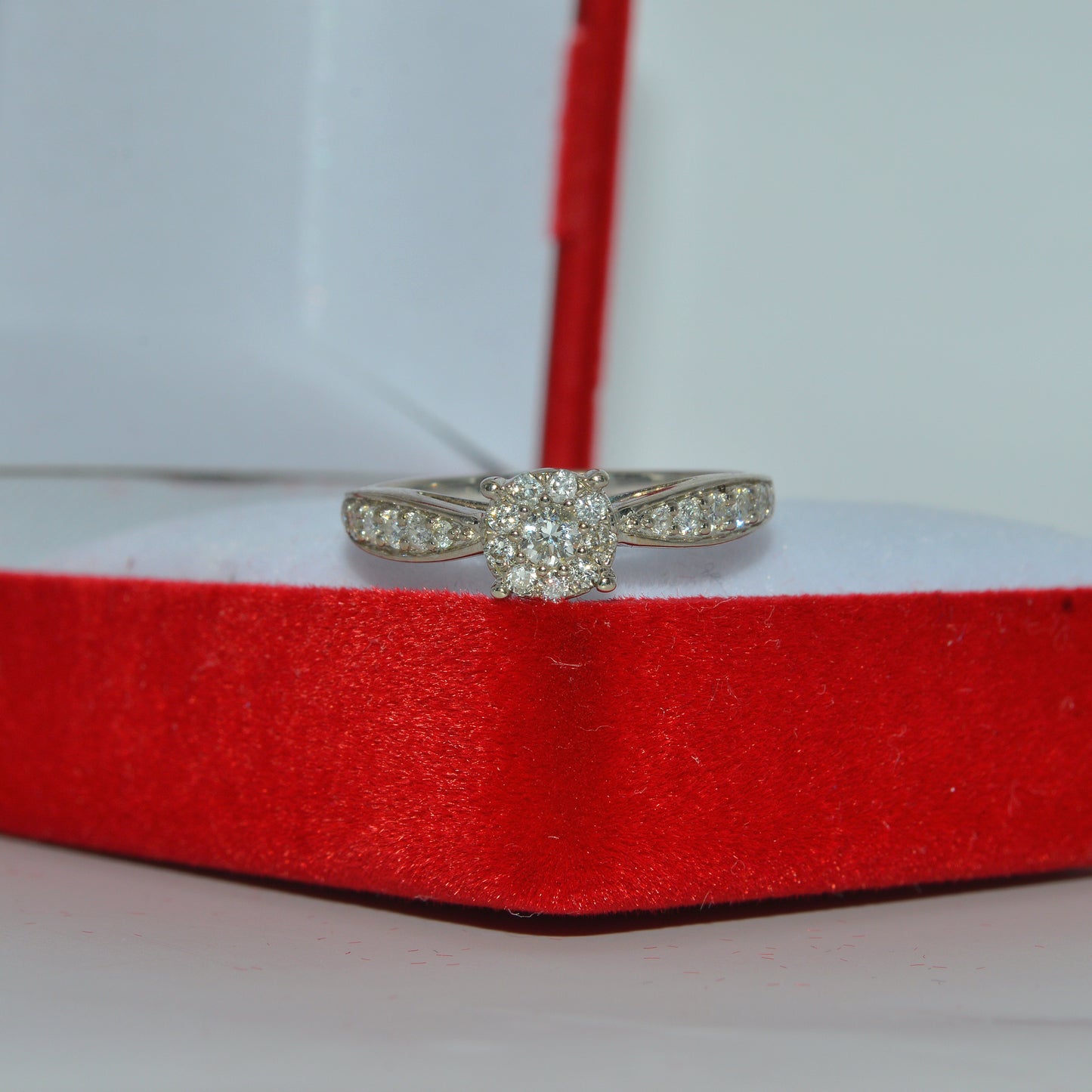 9ct White Gold - Princessa Diamond Ring front on 2