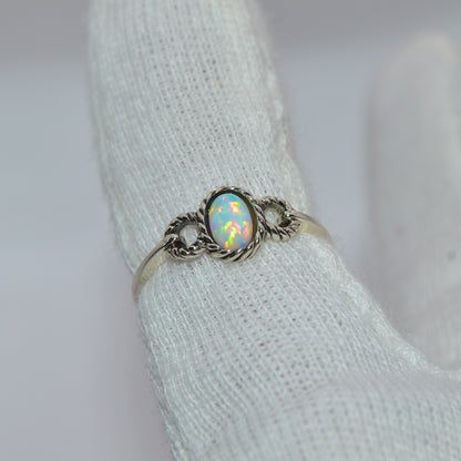 Sterling Silver - Opal Twist Ring finger close