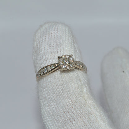 9ct White Gold - Princessa Diamond Ring right tilt finger