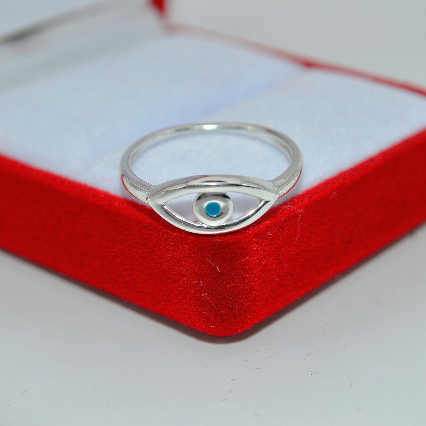 Sterling Silver - Evil Eye Ring top down box close