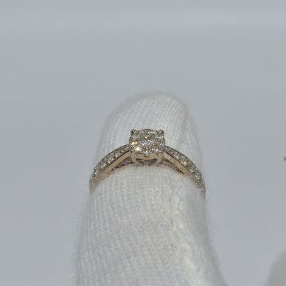 9ct White Gold - Princessa Diamond Ring rear on finger