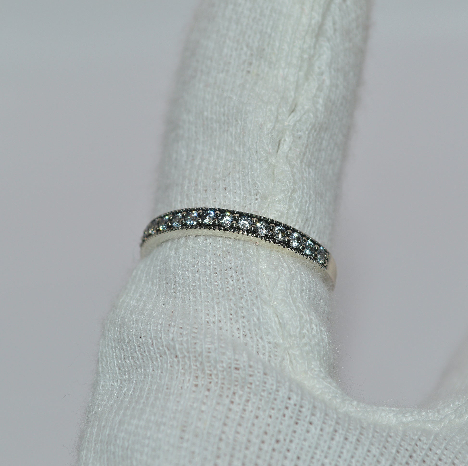 Sterling Silver - Cz Half Eternity Ring left tilt finger