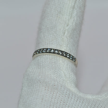 Sterling Silver - Cz Half Eternity Ring left tilt finger