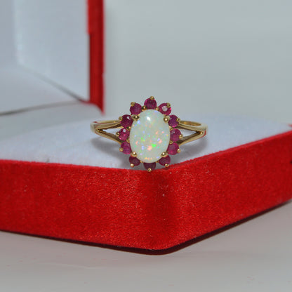9ct Gold - Opal & Ruby Ring front box 2