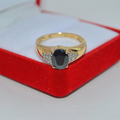 9ct Gold - Sapphire & Diamond Ring top down close